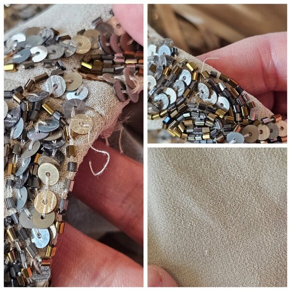 Alberto Makali Size 12 Cream One Shoulder Cocktail Dress Sequins Metallic NWT - Picture 7 of 15